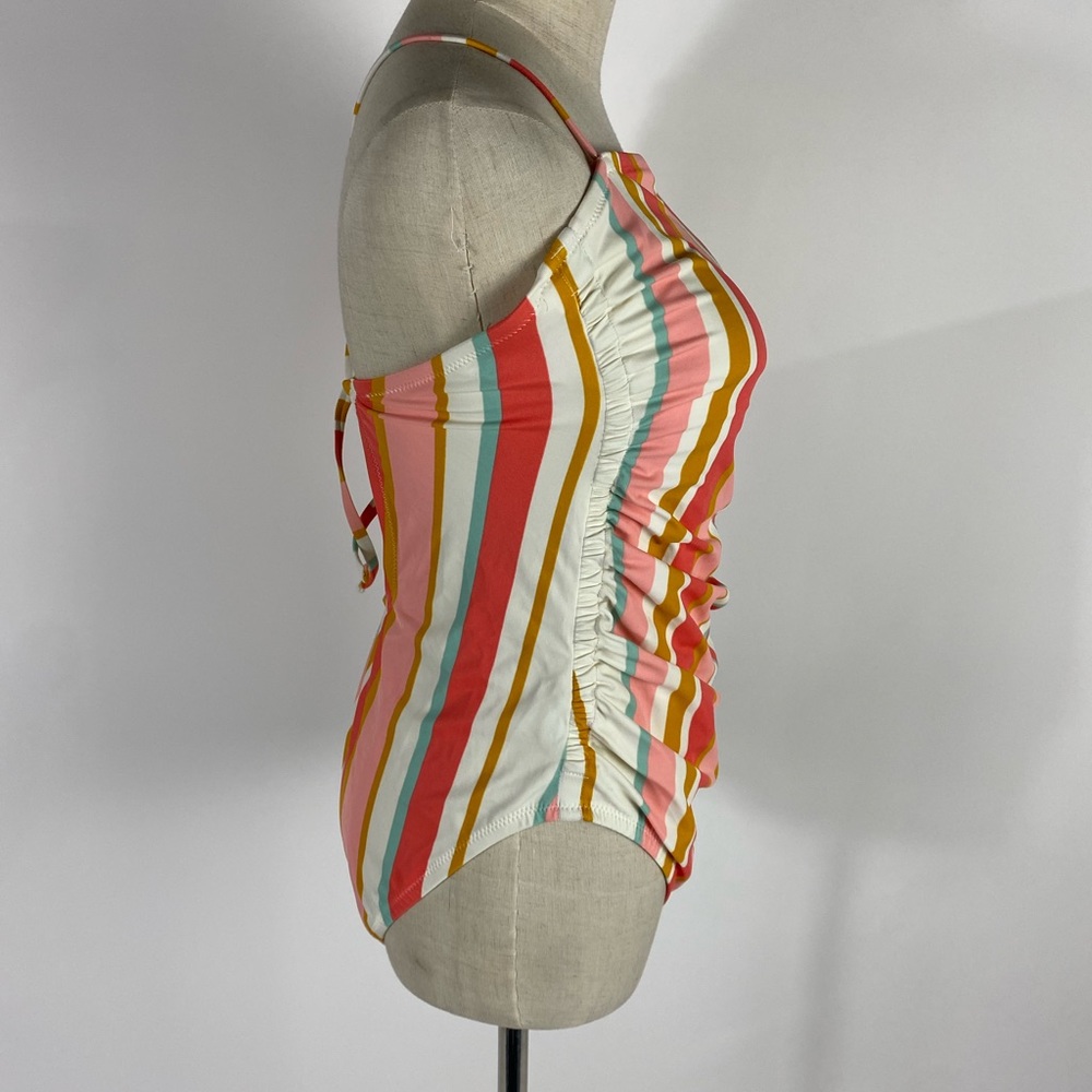 KONA SOL Striped Sherbet High Neck One Piece Swimsuit Womens Large - Picture 4 of 9